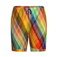 thumbnail image 4 of Gaeub Abstract Watercolors Tartan Printed Men's Short Pajama Pants, Lightweight Lounge & Sleep Bottoms Keep You Cool - X-Large, 4 of 9