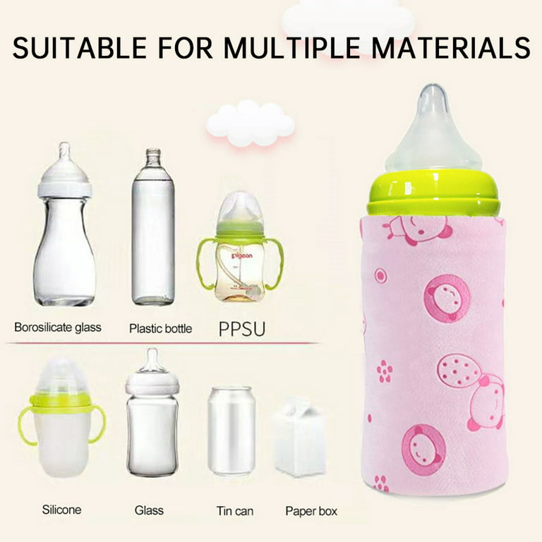 Mouind Baby Bottle Warmer, USB Portable Travel Milk Heat Keeper, 3 Temperature Adjustable, Infant Bottle Insulation Sleeve Thermostat for Car, Home