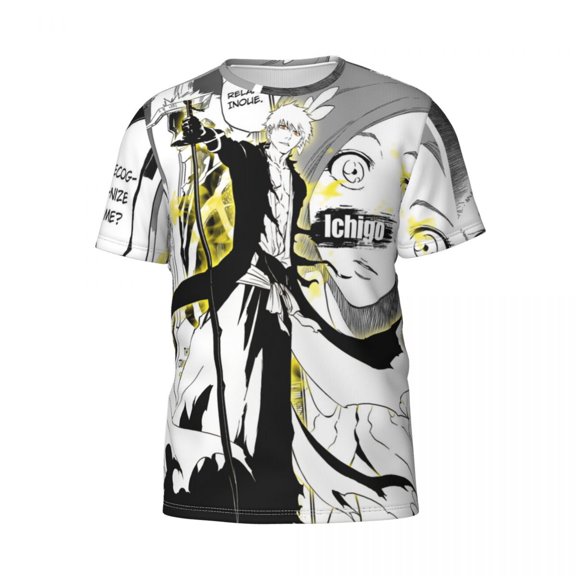 Bleach Kurosaki Ichigo Anime 3d Graphic Mens Womens Short Sleeve Crew T-Shirt