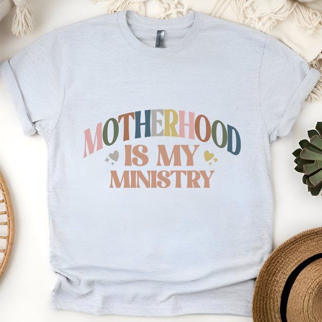 Motherhood Is My Ministry Christian Graphic T-Shirt, Ash, Size L