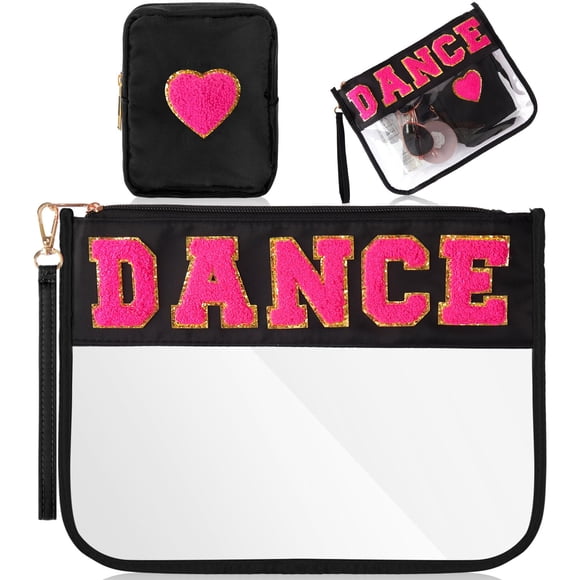 Bolsa de maquillaje Hillban Dance Recital Gifts, parche con letras de chenilla