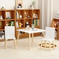 thumbnail image 2 of Kids Table and 2 Chairs Set,3 Pieces Toddler Table and Chair Set,Wooden Activity Play Table Set (White),White Solid Wood+Mdf Furniture Youth Kids Baby Furniture, 2 of 8