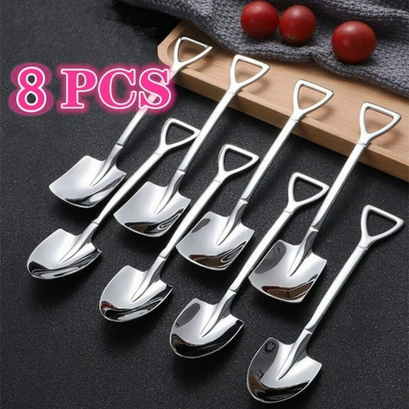 8 Pcs Stainless Steel Coffee Spoon Shovel Ice Cream Spoon Creative Tableware
