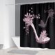 thumbnail image 2 of Juego de alfombras de baño y cortina de ducha con estampado de tacones altos de color rosa, 2 of 5