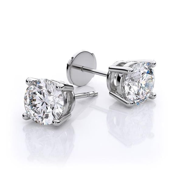 Harry Chad Enterprises 41581 1.40 CT Round Diamond Stud Earring, 14K White Gold