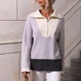 thumbnail image 4 of Puntoco suéter mujer moda cuello alto manga cremallera suéter de colores combinados camisetas liquidación de Navidad Puntoco Puntoco-1152, 4 of 6