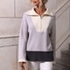 thumbnail image 4 of Moda mujer cuello alto manga larga cremallera Color a juego suéter camisetas Fridja  hjk2763, 4 of 6