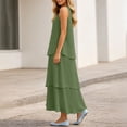 thumbnail image 5 of Dresses for Women Sleeveless Fashion Solid Tiered Chiffon Casual Flowy A-Line Maxi Dress Green XL, 5 of 8