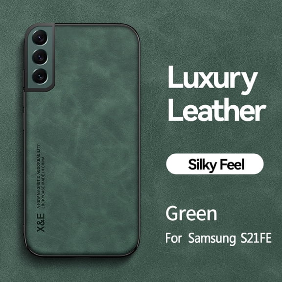 PU Leather Case for Samsung Galaxy S24 FE, Magnetic Attraction Inside Shockproof Silky Feel Protective Cover for Samsung Galaxy S24 FE (6.7 Inch), Green