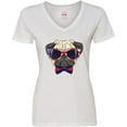 thumbnail image 3 of Inktastic Pug Dog July 4th Patriotic Sunglasses Women's V-Neck T-Shirt, 3 of 5