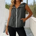 thumbnail image 2 of hoksml Women's Plus Size Sleeveless Hooded Vest, Lightweight Casual Outdoor Zip Up with Mesh Lining and Drawstring Hem 3XL-5XL, 2 of 9