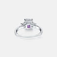 thumbnail image 4 of HeartsAndYou 2ct Emerald Cut Moissanite Engagement Ring for Women Round Accent Trilogy 18k White Gold over Silver, 4 of 8
