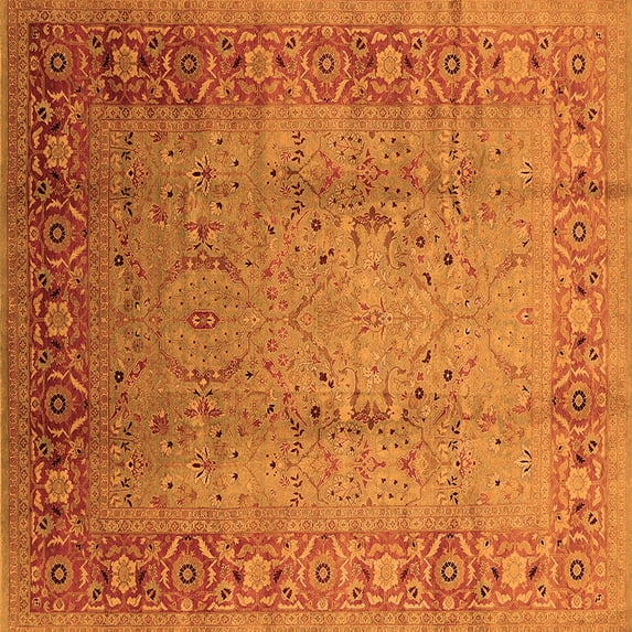 Ahgly Company Indoor Square Oriental Orange Traditional Area Rugs, 7' Square