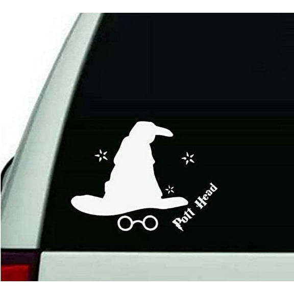 Pott Head ~ Harry Potter Fans, Wall or Window Decal (6" x 8", White)