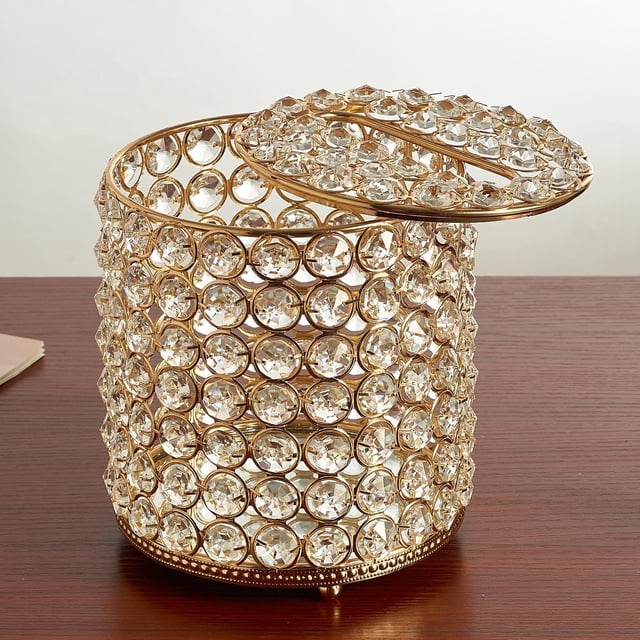 Servilletero de caja de pañuelos para sala de Hotel Oficina Bar Decoración de - dorado perfecl soporte de tejido de cristal