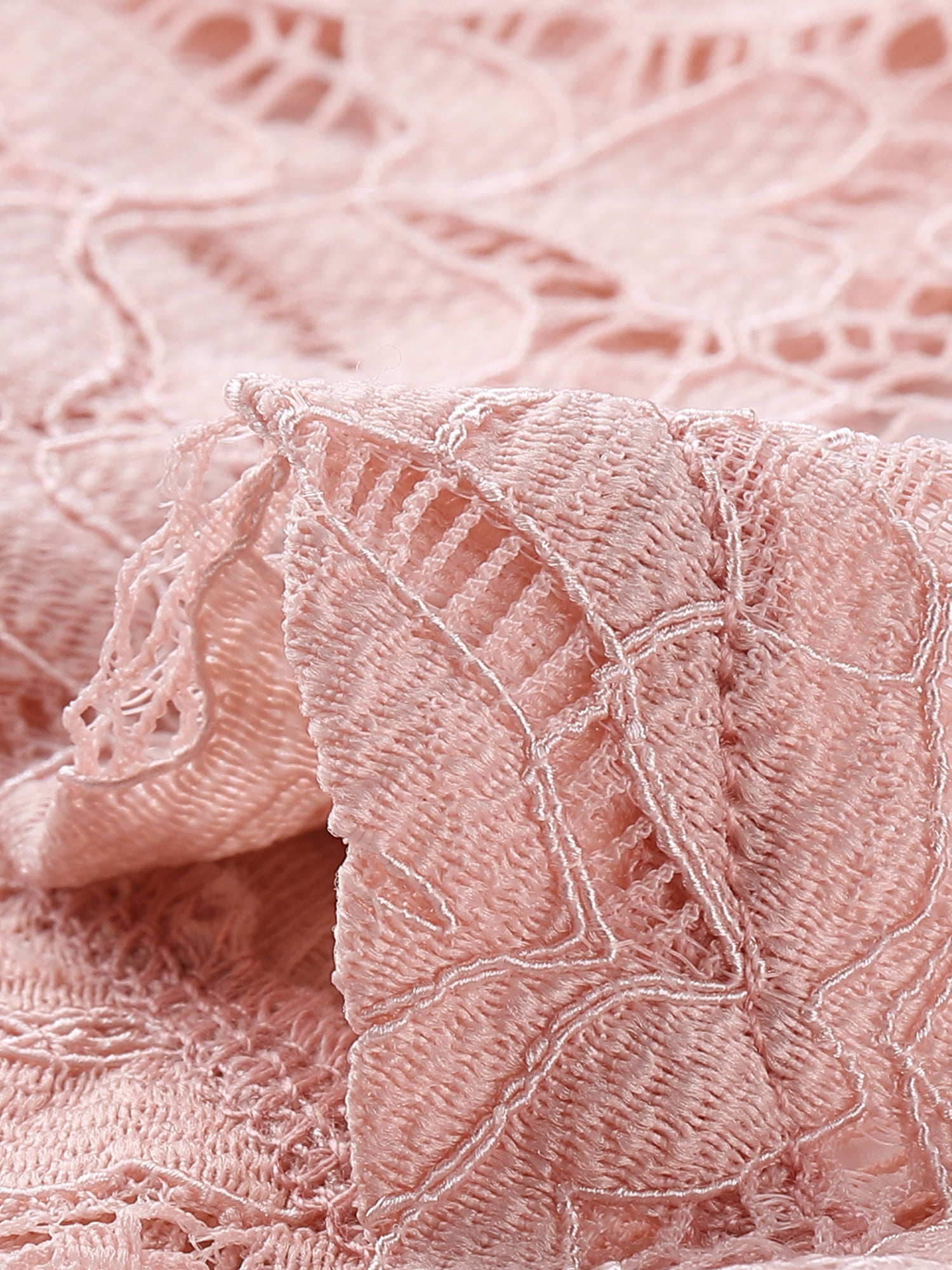 DARING DIVA Women's Ruffled Hem Floral Lace Crop Shrug Cardigan M Pink