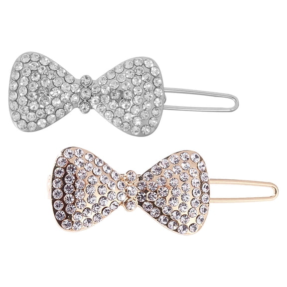 Masteelf 2-Pack Rhinestone Bow Hair Clips Sparkling Crystal Hair Bows for Women and Girls Prom Party Hair Accessories Barrettes