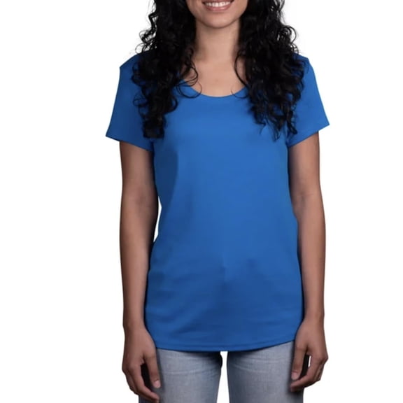 Kirkland Signature Women's Scoop Neck Short Sleeve Pima Cotton Tee (US, Alpha, X-Large, Regular, Regular, Blue)