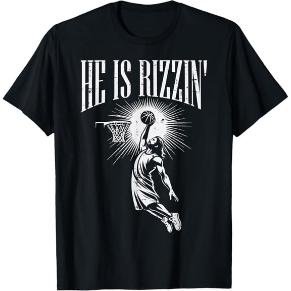 Easter He is Rizzin Christian Religious Boys Kids Men Teen T-Shirt- 2026 Easter Soft Casual Cotton Short Sleeve T-Shirt Easter Bunny & Eggs Lightweight Graphic Holiday Tee