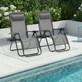 thumbnail image 3 of PXZEE Foldable Zero Gravity Chairs 2 Pack with Adjustable Pillow and Cup Holder Trays, Folding Lounge Chairs for Backyard or Beach, Ice Gray, 3 of 7