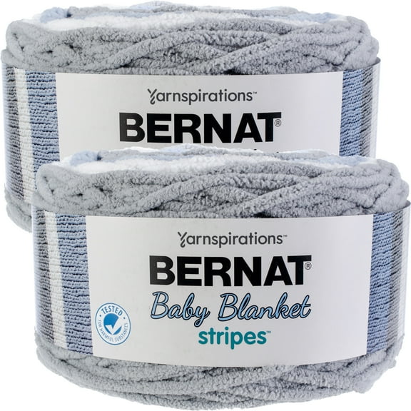 Bernat Baby Blanket Stripes Above The Clouds Yarn - 2 Pack of 300g/10.5oz - Polyester - 6 Super Bulky - 220 Yards - Knitting/Crochet
