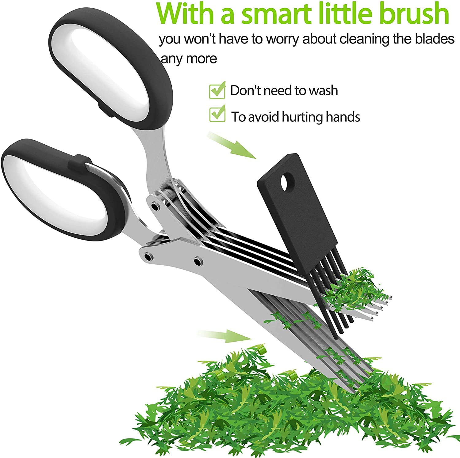Herb Scissors Set, Kitchen Gadgets for Cutting, Stainless Steel Food Scissors
