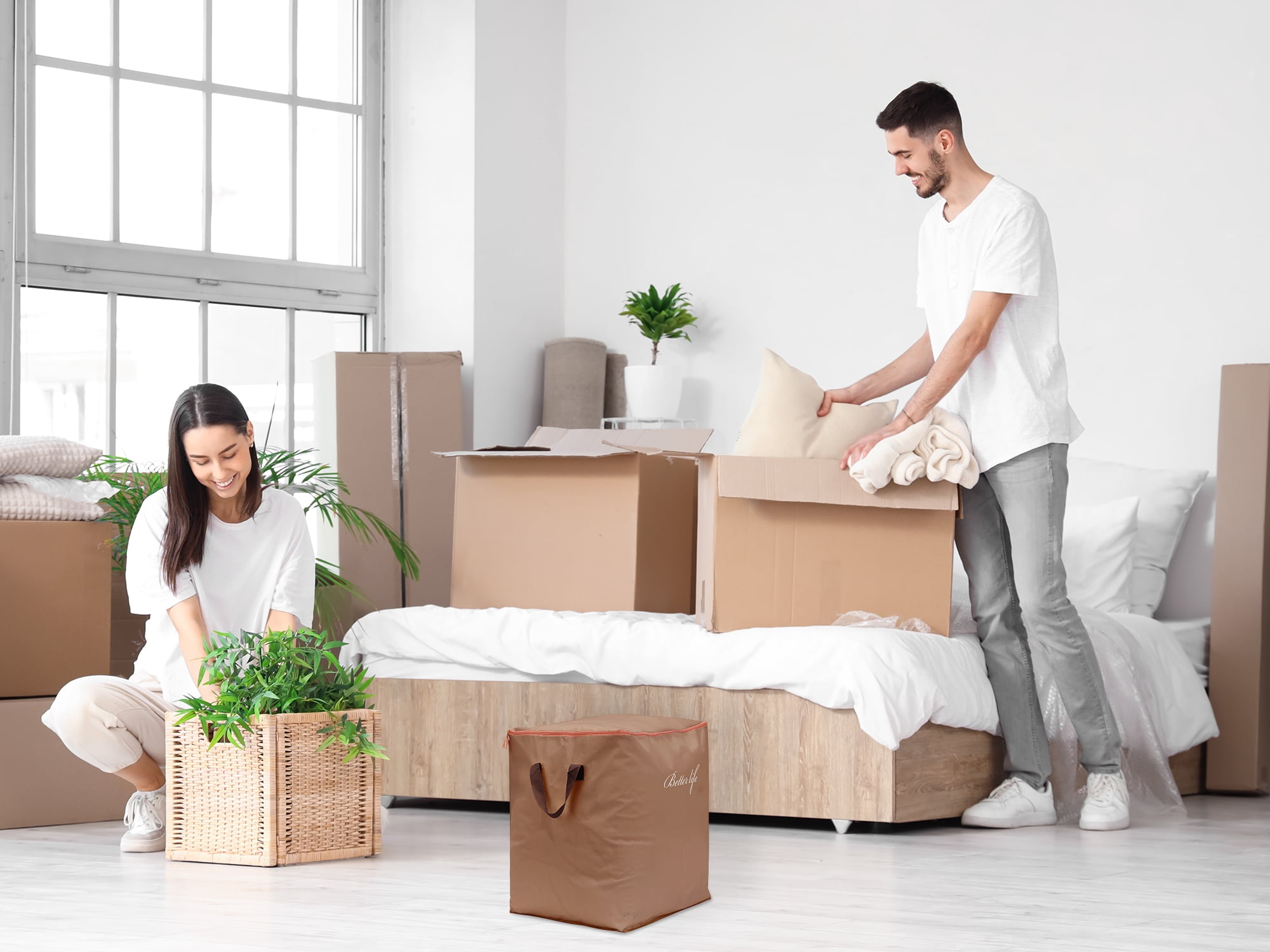 Unique Bargains 1 Pack Clothes Storage Bags Moving Bags Coffee 31*18*20in