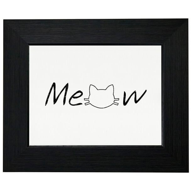 Cat Meow Graphic With Cat Head Word Art Framed Print Poster Wall or ...