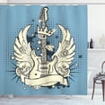 thumbnail image 1 of Ambesonne Guitar Shower Curtain, Rock 'n' Roll Retro Grunge, 69"Wx84"L, Pale Blue Black Ivory, 1 of 3