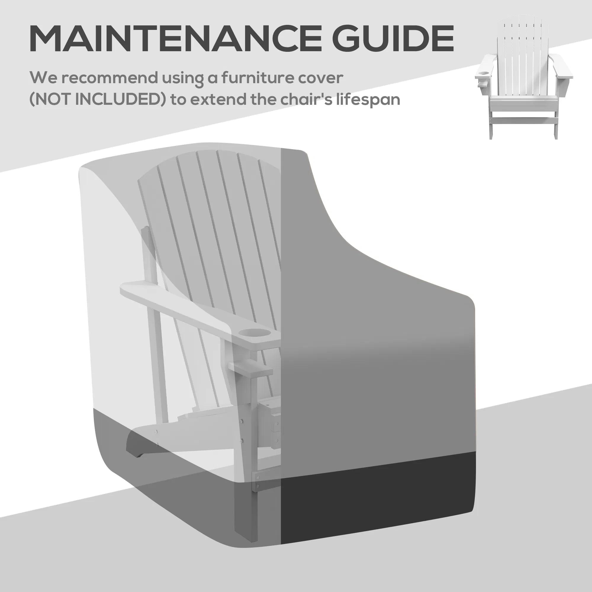 Modern Adirondack Chair with Cupholder for Patio, Garden & Lawn, White