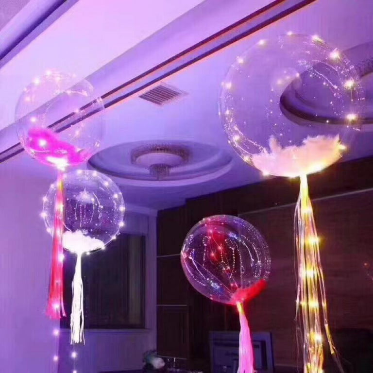 10Pcs LED Light Up Balloons Glow In The Dark Helium Clear Bubble