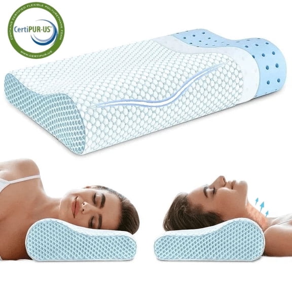 Neck Pillow Cervical Memory Foam Pillows, Ergonomic Pillow for Neck and Shoulder, Bed Pillow for Side Back Stomach Sleeper