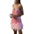 thumbnail image 5 of Lamuusaa Women Sling Dress Sleeveless V NeckFeather Club Party Spring Short Summer Dress, 5 of 7