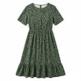 thumbnail image 5 of ClodeEU Women's Polka Dot Print A Line Midi Dress,Round Neck Short Sleeve High Waist Dress Green,Women's Plus XL, 5 of 5