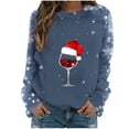 thumbnail image 1 of Blouses pour Femmes, Hauts de Noël pour Femmes, Mode Féminine de Noël Décontractée Imprimée Col Rond Manches Longues Chandail Blouse, 1 of 4