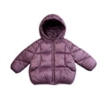 thumbnail image 6 of Jalioing Toddler Kids Puffer Jacket Solid Color Long Sleeve Zipper Winter Coat Thick Thermal Hooded Jacket Outerwear, 6 of 9