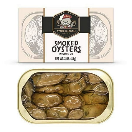 (Pack of 12)Otter Kingdom Premium Smoked Oysters in Pure Olive Oil, 3-Ounce Cans