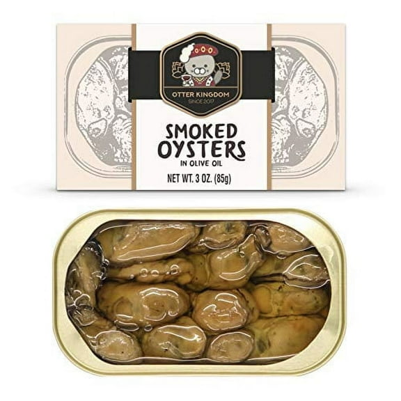 (Pack of 12)Otter Kingdom Premium Smoked Oysters in Pure Olive Oil, 3-Ounce Cans