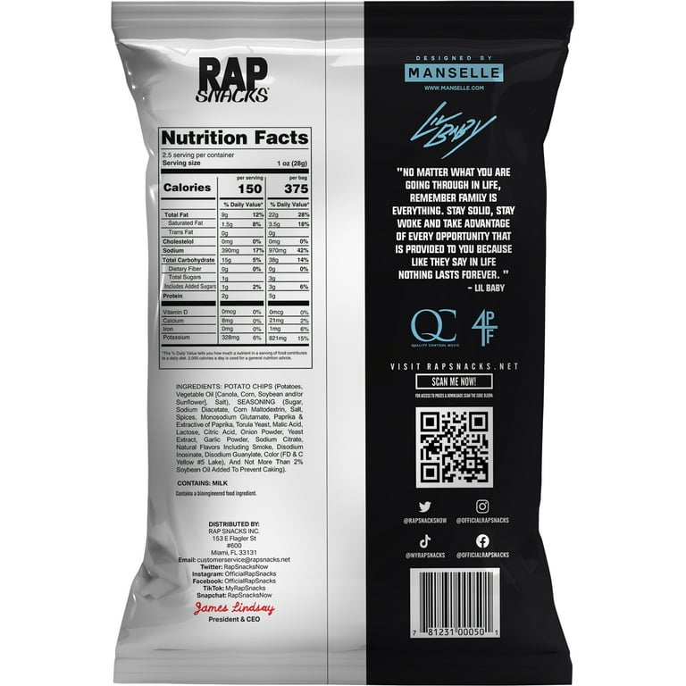 Rap Snacks Lil Baby "All in" Potato Snack Chips, 2.5oz Bag