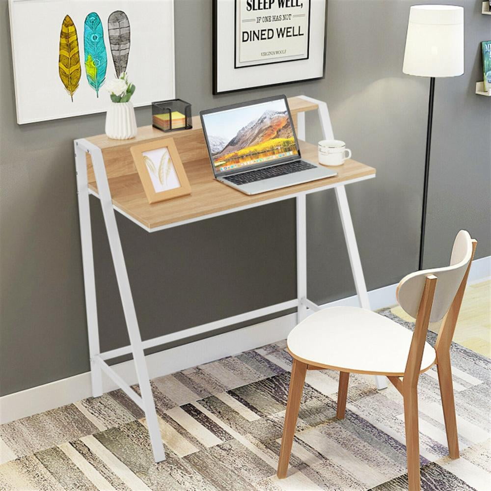 Demi Bonn 2 Tier Computer Desk PC Laptop Table Study Writing Home Office Workstation New, Beige
