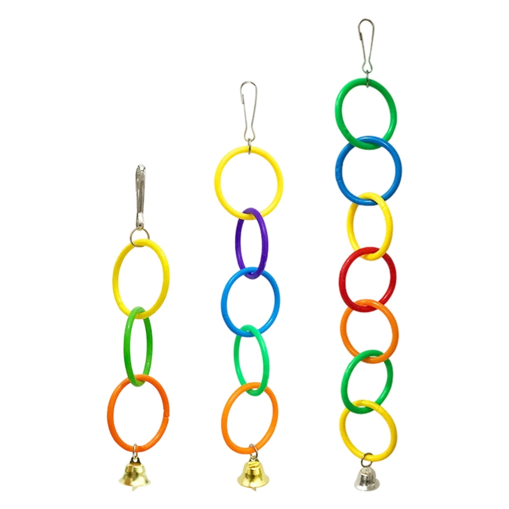 3 Pieces Stimulating Colorful Rings Perch Swing Promoting Physical Exercise For Parakeets Cockatiels And Finches