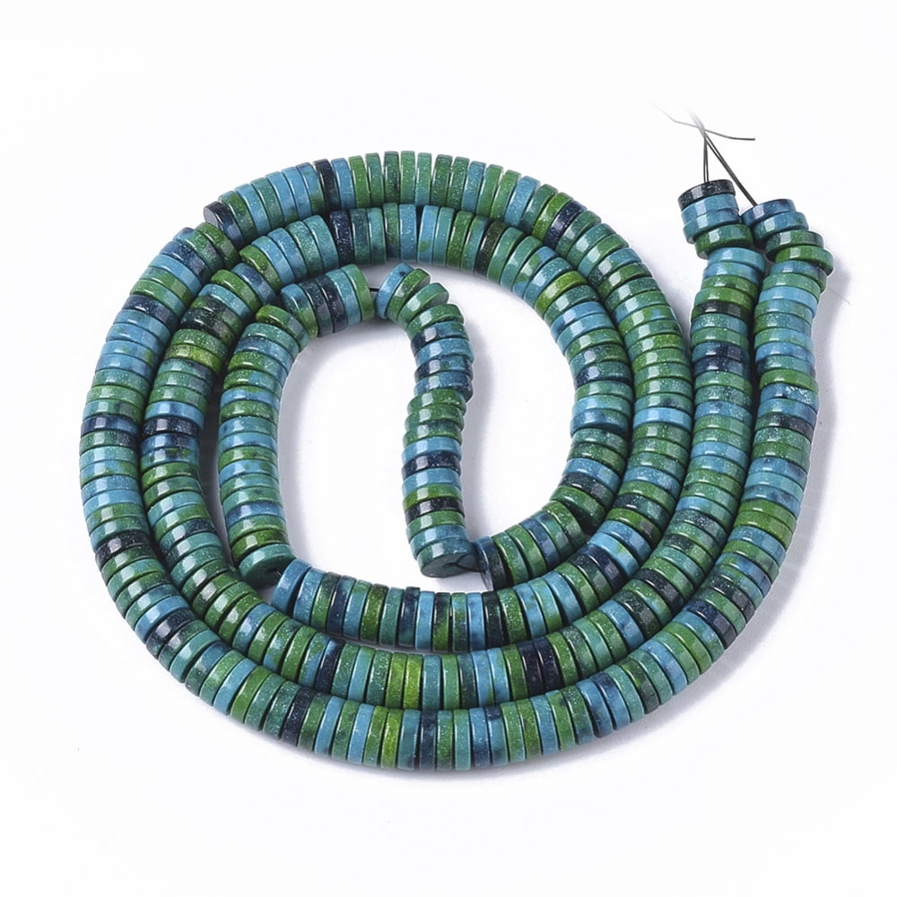 5 strand Natural Agate Beads Strands Dyed Heishi Beads Flat Round/Disc Light Sea Green 4x1mm Hole: 1mm 250~329pcs/strand 15.7 inch