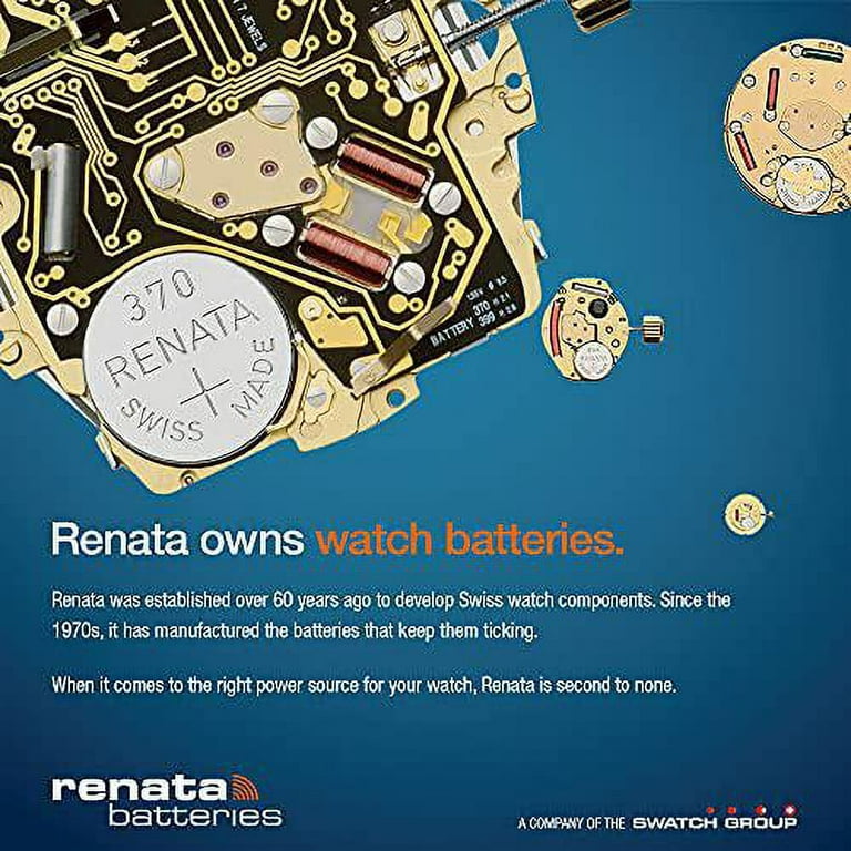 Mercury free box of 10 Renata 377 watch coin cell batteries