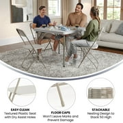 Flash Furniture Hercules Series Plastic Folding Chair Beige - 10 Pack 650LB Weight Capacity Comfortable Event Chair - Lightweight Folding Chair