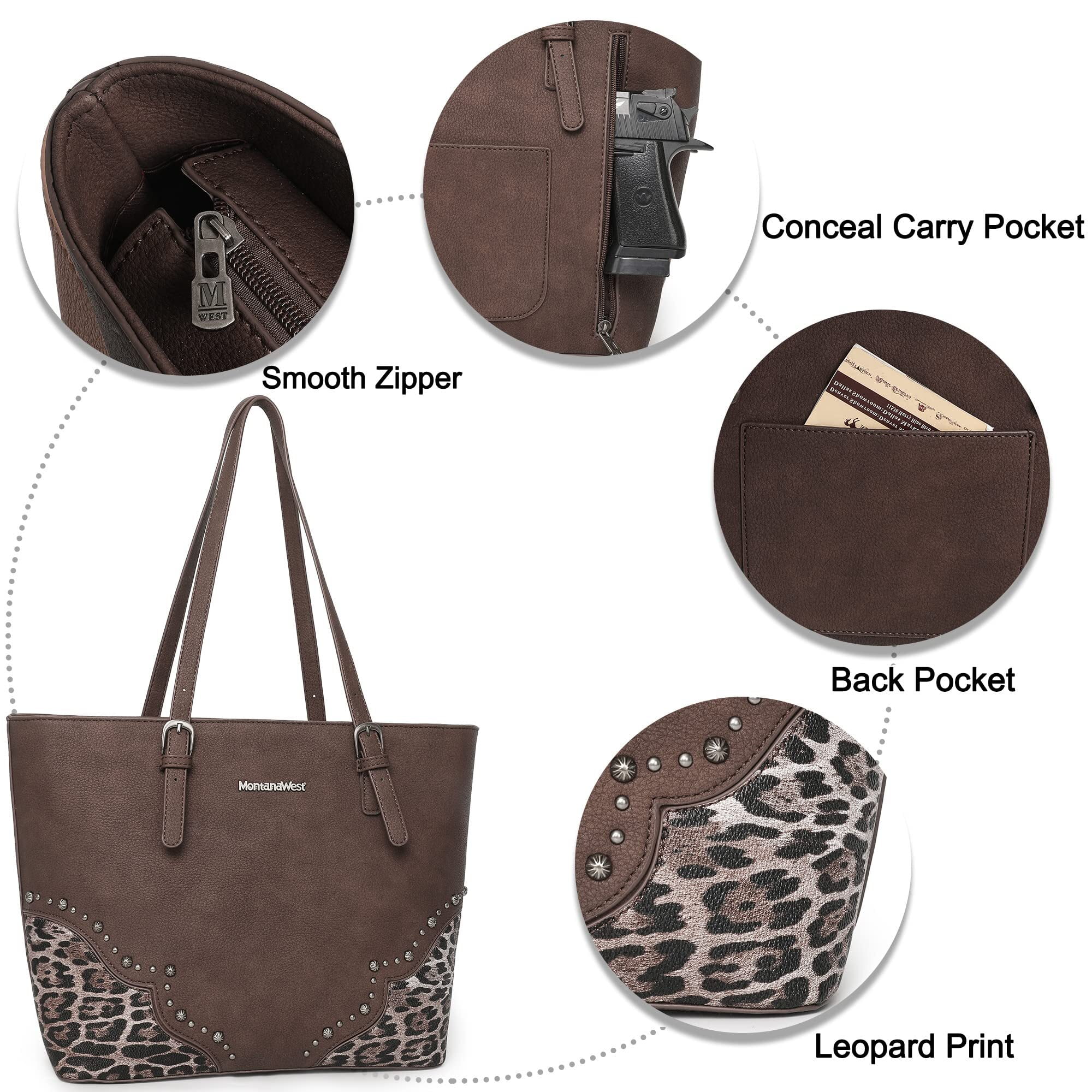 Montana West Purses for Women Tote Bag 3Pcs Set Leopard Print Satchel Handbags