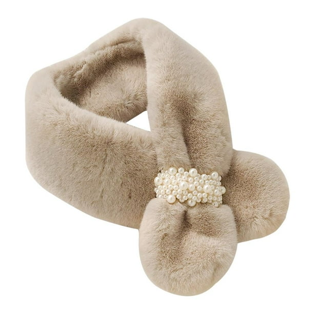 Bufanda de cuello Bufandas Peludas Sólido Cálido Fleece Faux Fur Soft Coze Para El Vestido De Abrigo Caqui Caqui Magideal Bufanda de cuello