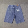 thumbnail image 3 of Vaqueros con bordado de estrellas para hombre, pantalones cortos de moda retro lavados con costuras de hip-hop, Pantalón deportivo informal de calle alta, novedad de 2024, 3 of 5
