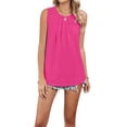 thumbnail image 2 of Women's Sleeveless Tank Tops Summer Pleated Loose Fit Top for Women Casual Round Neck Shirts Rose Red L, 2 of 10