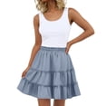 thumbnail image 2 of Women's Bohemian Skirt with Built-in Shorts, Tiered Ruffle Flowy Mini Skirt, Casual Beach Skirt for Vacation, Summer and Festival,Light Blue,M, 2 of 6