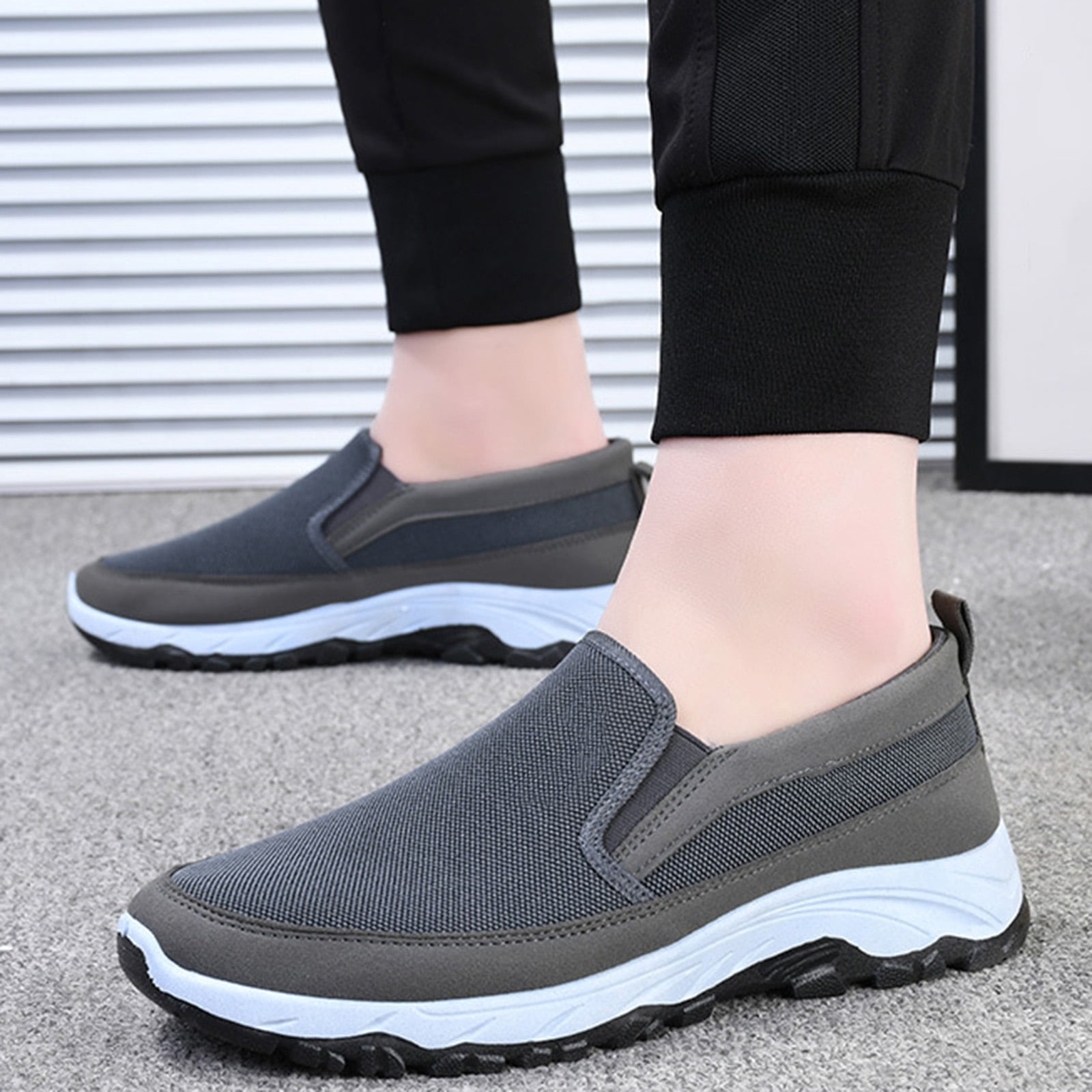 Mepaouo Men's Slip on Hiking Shoes Outdoor Athletic Walking Sneakers Arch Support Orthopedic Moccasins
